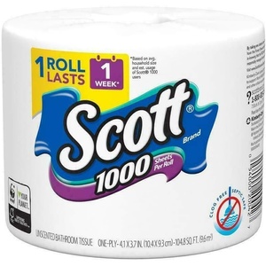 image:imageScott 1000 Toilet Paper 18 Rolls SepticSafe 1Ply Toilet Tissue1000 Sheets Pack of 1