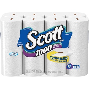 image:imageScott 1000 Toilet Paper 18 Rolls SepticSafe 1Ply Toilet Tissue16 Count Pack of 2