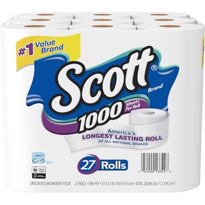 image:imageScott 1000 Toilet Paper 18 Rolls SepticSafe 1Ply Toilet Tissue27 Rolls Pack of 1