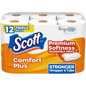image:imageScott ComfortPlus Toilet Paper 48 Triple Rolls 231 Sheets per Roll SepticSafe 1Ply Toilet Tissue12 Rolls 231 Sheets