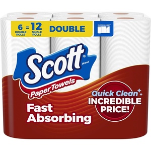 image:imageScott Paper Towels ChooseASheet 6 Double Rolls  12 Regular Rolls 108 Sheets Per Roll108 Sheets Pack of 6