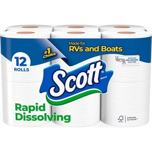 image:imageScott RapidDissolving Toilet Paper 12 Double Rolls SepticSafe Toilet Paper231 Sheets Pack of 12