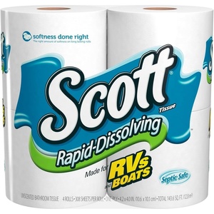 image:imageScott RapidDissolving Toilet Paper 12 Double Rolls SepticSafe Toilet Paper308 sheets Pack of 48