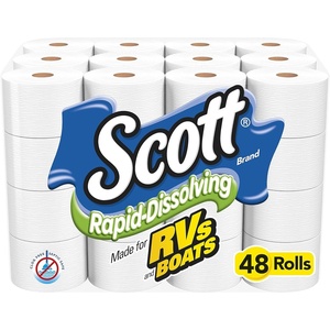 image:imageScott RapidDissolving Toilet Paper 48 Double Rolls 6 Packs of 8 SepticSafe Toilet Paper231 sheets Pack of 48